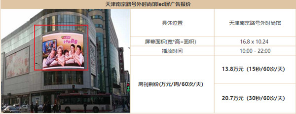 天津戶(hù)外樓宇LED大屏廣告報(bào)價(jià)