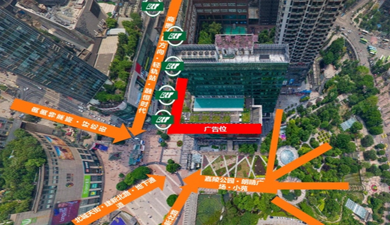 重慶觀音橋商圈蘇寧外墻LED大屏位置 重慶觀音橋商圈蘇寧外墻LED大屏位置