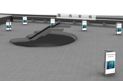 三層國(guó)內(nèi)值機(jī)大廳中央入口墻面燈箱廣告 三層國(guó)內(nèi)值機(jī)大廳中央入口墻面燈箱廣告