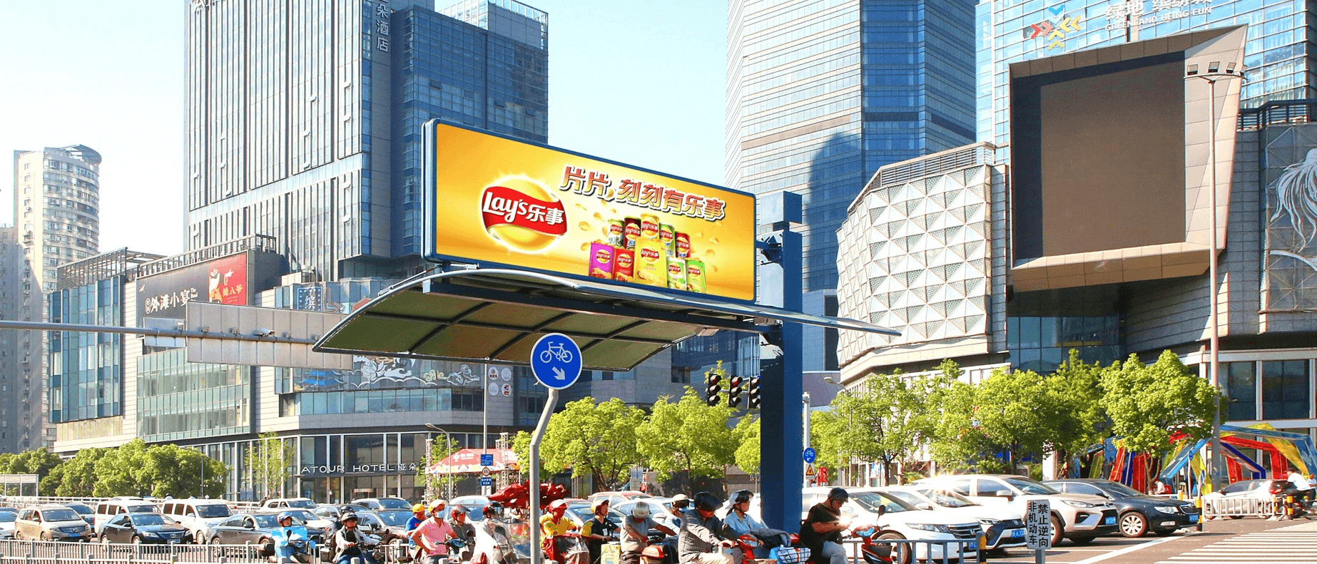 寧波十字路口遮陽棚大牌廣告價格收費？寧波路口戶外大牌廣告牌