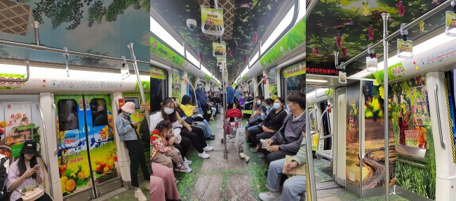 鄭州地鐵全景內(nèi)包車文旅特產(chǎn)投放案例，鄭州地鐵車廂貼廣告價(jià)格