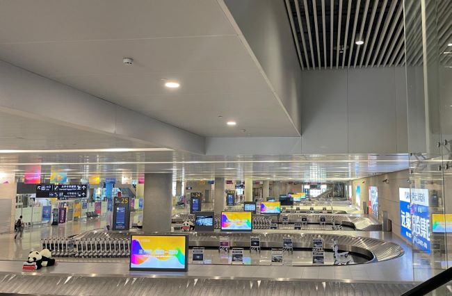 溫州機場到達行李大廳墻面廣告投放，溫州龍灣機場大屏廣告