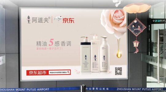 第一戶外傳媒-舟山普陀山機場-國內(nèi)出發(fā)值機大廳入口看板 